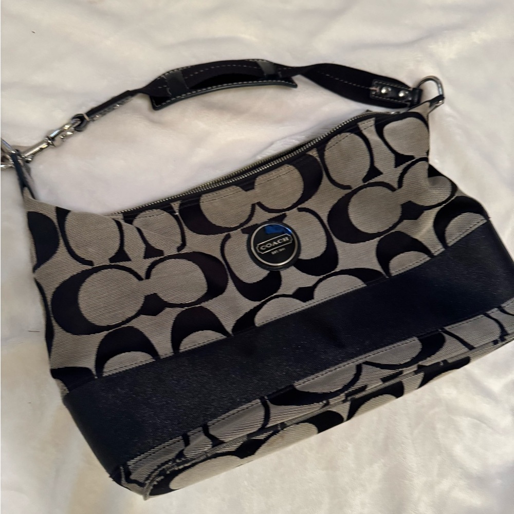 Coach Signature Black and Gray Shoulder Bag